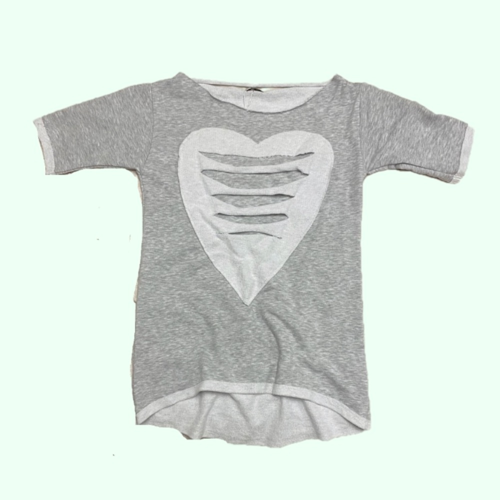 Heart sweatshirt with decorative collar strap